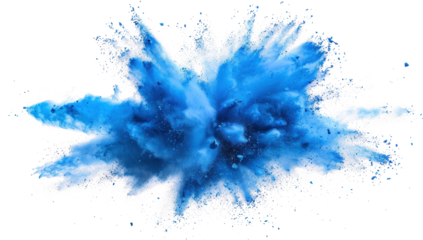 Blue Powder Explosion on Transparent Background