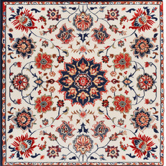 Carpet Components with Floral Motifs Isolated on Transparent or White Background, PNG