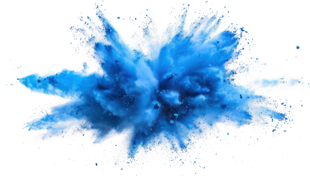 Blue Powder Explosion on Transparent Background - Powered by Adobe