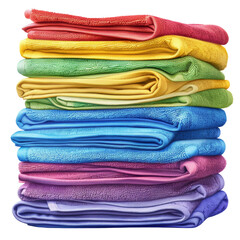 Colorful Microfiber Cloths Isolated on Transparent or White Background, PNG