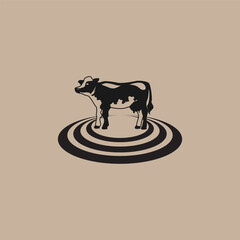 Cattle adventure badge logo vector graphic illustration on background