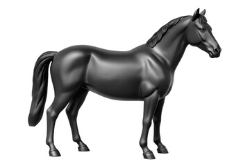 Fototapeta premium Black figure of horse on the white isolated background. 3D render plastic statue. illustration.