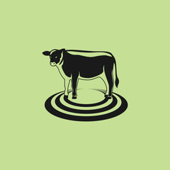 Cattle adventure badge logo vector graphic illustration on background