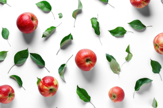 Fresh Red Apples and Green Leaves Pattern - Powered by Adobe