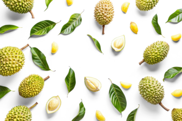 Durian and Green Leaves Pattern