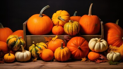 wooden november pumpkin background
