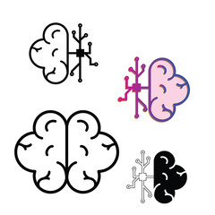 half brain and artificial intelligence icon set. Flat, outline, and modern design style. suitable is used for presentations, brands, materials