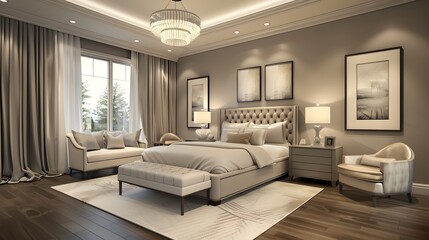 Fototapeta premium Inside The Bedroom With Modern Decoration.