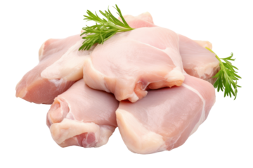Chicken entrails. Detailed components separated on white background. Emphasis on the details of chicken that is fresh, free of bruises, and that the fat is evenly distributed.