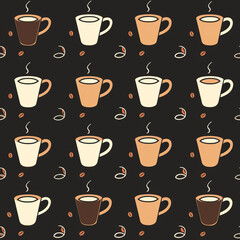 Obraz premium Cartoon coffee element seamless loop mosaic background