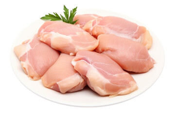 Chicken entrails. Detailed components separated on white background. Emphasis on the details of chicken that is fresh, free of bruises, and that the fat is evenly distributed.