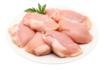 Chicken entrails. Detailed components separated on white background. Emphasis on the details of chicken that is fresh, free of bruises, and that the fat is evenly distributed.