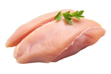 Chicken entrails. Detailed components separated on white background. Emphasis on the details of chicken that is fresh, free of bruises, and that the fat is evenly distributed.