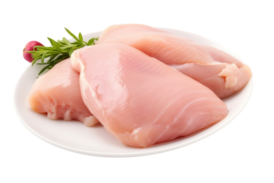 Chicken entrails. Detailed components separated on white background. Emphasis on the details of chicken that is fresh, free of bruises, and that the fat is evenly distributed.