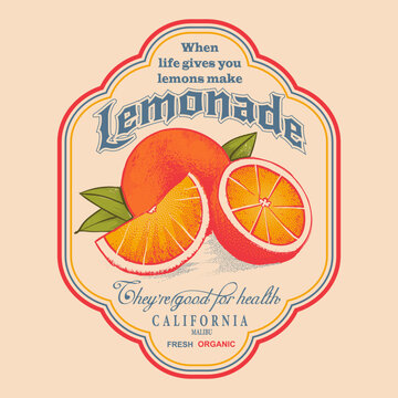 Vintage retro orange graphics, women's food fashion design, typography slogan text print, California summer print artwork, Orange graphic for t-shirt, sweatshirt print design, 