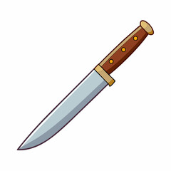 A dagger with a wooden handle is illustrated in a cartoon image
