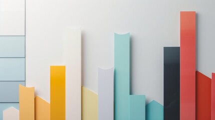 Colorful Paper Bar Graph on White Wall