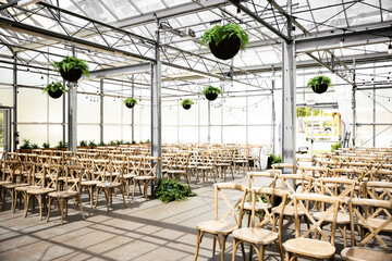 Wedding greenhouse ceremony
