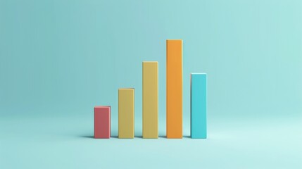 Colorful Bar Graph Ascending on Blue Background