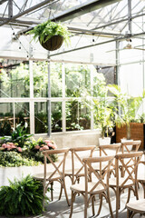 Wedding greenhouse ceremony