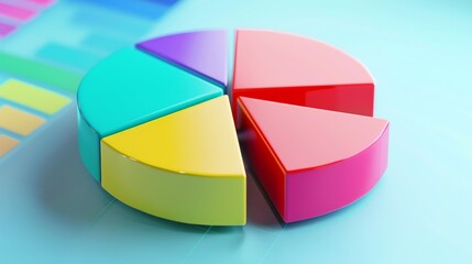 Colorful Pie Chart On Blue Background