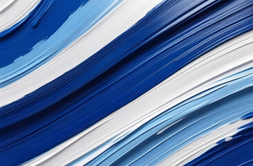 Volumetric paint strokes of white, blue and light blue color close. A background of lines drawn with thick paint.