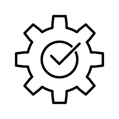 Gear vector sign Compliance icon Equipment with inspection vector icon or sign in thin line style.