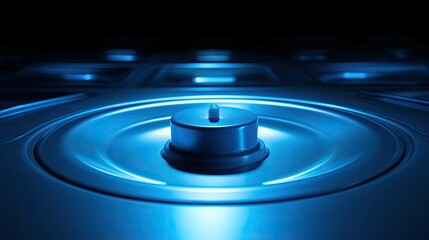 lit blue electric power button