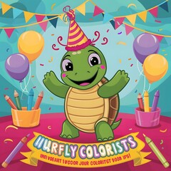 Fototapeta premium Colorful Cartoon Turtles Vector Illustration Playful and Cute Animal Characters