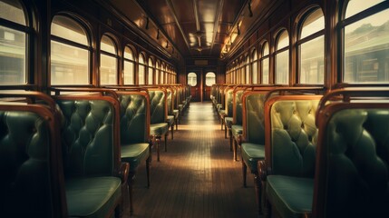 seats blurred steam train interior