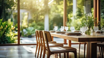 Obraz premium dining blurred interior design home