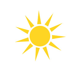 Sun icon isolated on white background. Sunshine, Sunset. Solar icon. Decorative circle full. Vector illustration