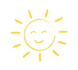 Fototapeta premium Sun smile icon. Happy smiling sun. Cute sun. Sunshine emoji. Funny emotion. Vector illustration