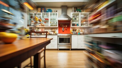 Fototapeta premium dynamic blurred interior home kitchen