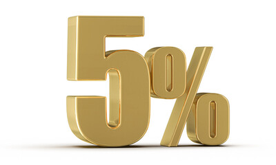 5 Percent Off Sale Gold Number 3D