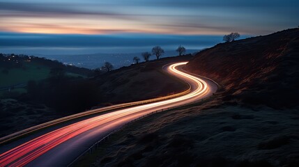 countryside light trail