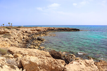 View of coastline near Cape Greco at Cyprus