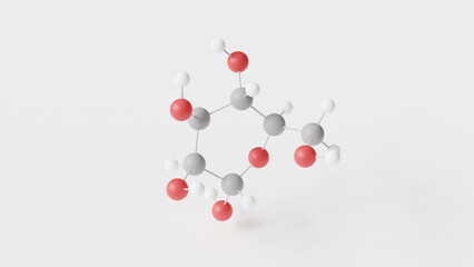 mannose molecule 3d, molecular structure, ball and stick model, structural chemical formula sugar monomer
