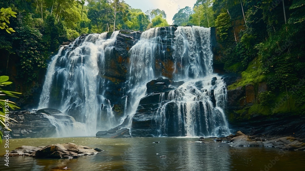 Wall mural The waterfall's beauty is timeless, a natural wonder that has captivated hearts for generations.