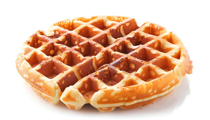 One tasty Belgian waffle isolated on white