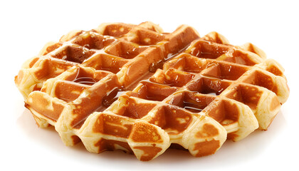 One tasty Belgian waffle isolated on white