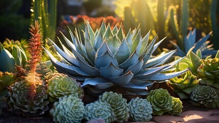 Fototapeta premium sunlight aloe succulent
