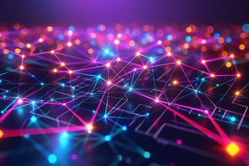 A glowing network of interconnected nodes and lines representing a complex system. Generative ai.