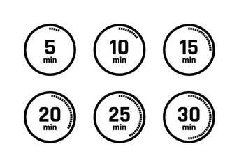 Timer icons. Clock, stopwatch symbols. Easy editable vector design.