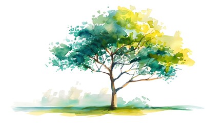 Vibrant Watercolor Tree of Natural Beauty