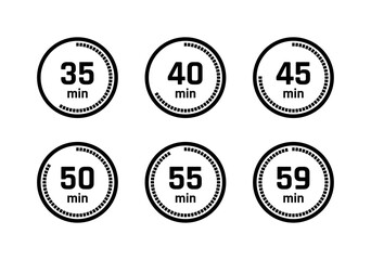 Clock, stopwatch symbols. Timer icons.  Easy editable vector design.
