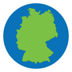 German map. Map of Germany in green color and blue globe shape