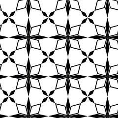 Abstract geometric pattern with stripes, lines. Seamless vector background. White and black floral ornament. Modern reticulated graphic design.