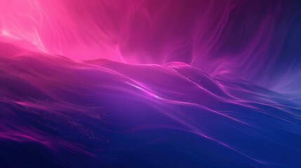 A serene digital landscape with flowing waves of pink and blue gradients, illuminated by a soft, ethereal glow.