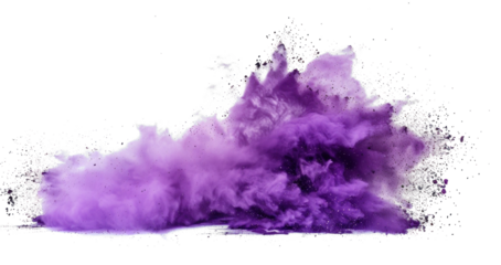 Purple powder explosion on transparent background